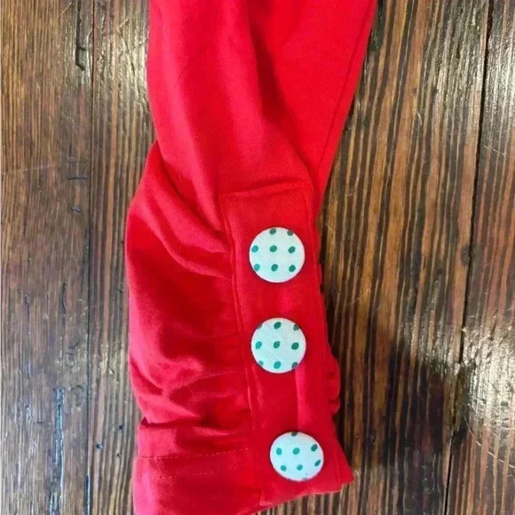 Girls Sweet La Rose Christmas Grinch Polka Dot Ruffle Smock Pants Set Sz 5 - Picture 7 of 11